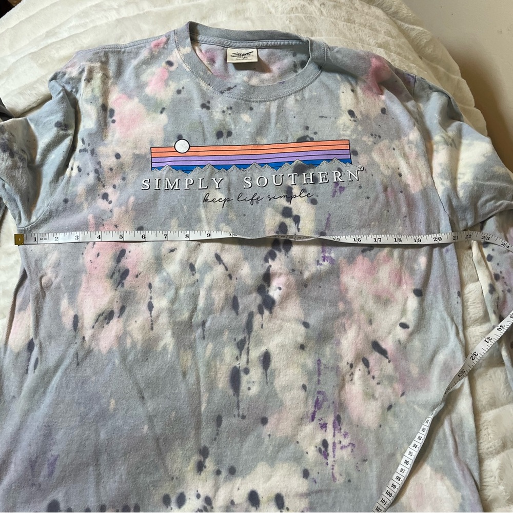 Simply Southern L Goldendoodle Bleach Dye Grunge Camping Long Sleeve Fall Tee - Picture 6 of 10
